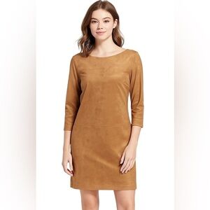David Warren Petites New York Woman’s size 8p Tan Faux Suede Dress